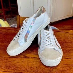 Madewell leather athletic shoes w/ suede & glitter leather detail. SZ W9, M7.5.